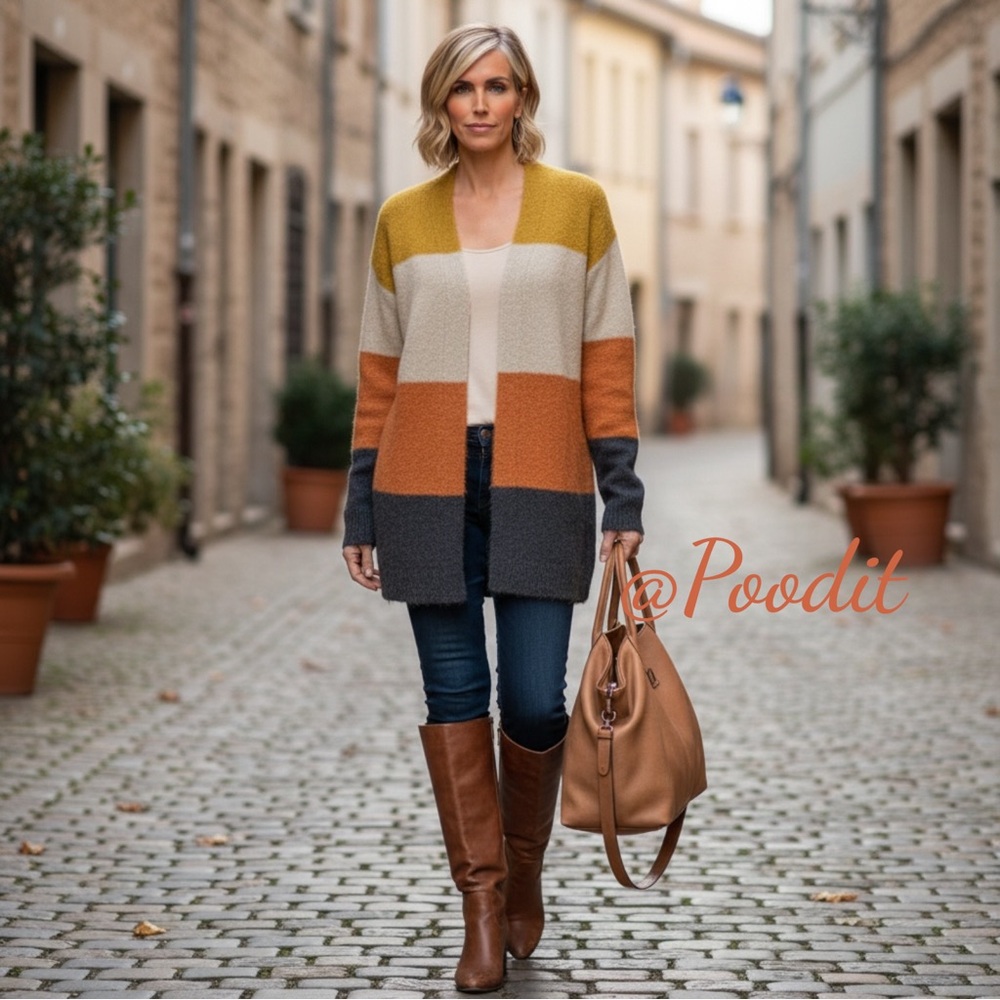 MYSTREE Gorgeous color block ever so soft cardigan S M L